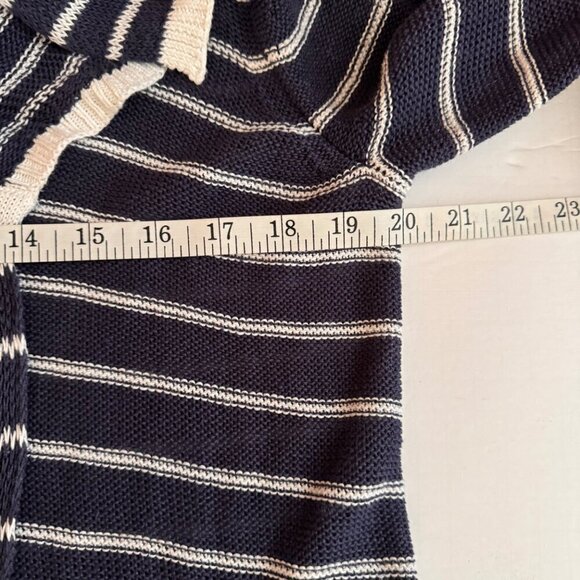 Cynthia Rowley Navy Blue White Striped Linen Lightweight Sweater Women's Lrg EUC - Picture 7 of 8